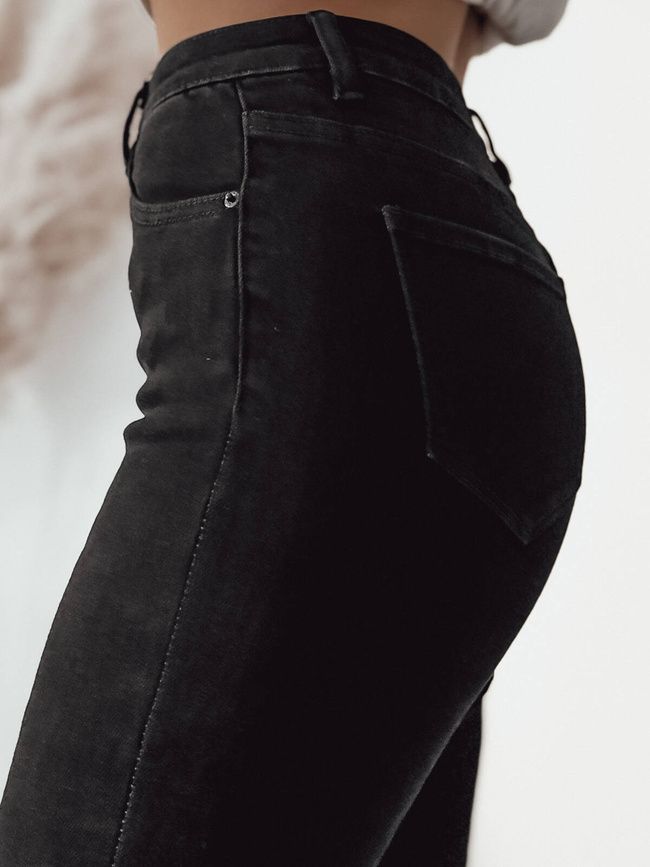 SPODNIE JEANSOWE SKINNY Z BARDZO WYSOKIM STANEM- CZARNE