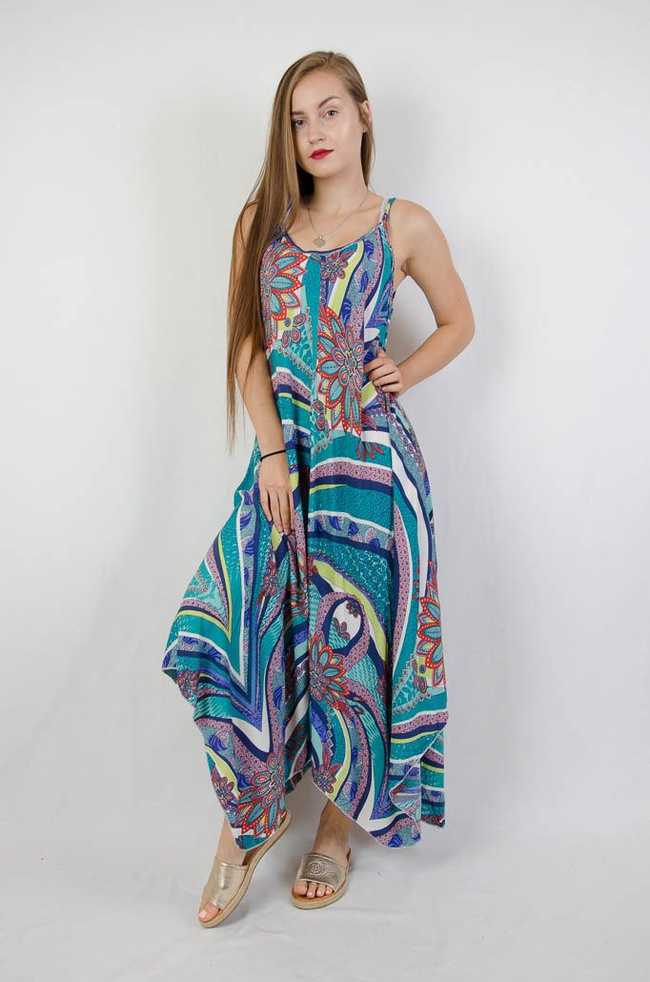 ASYMETRYCZNA SUKIENKA W KOLOROWE WZORY