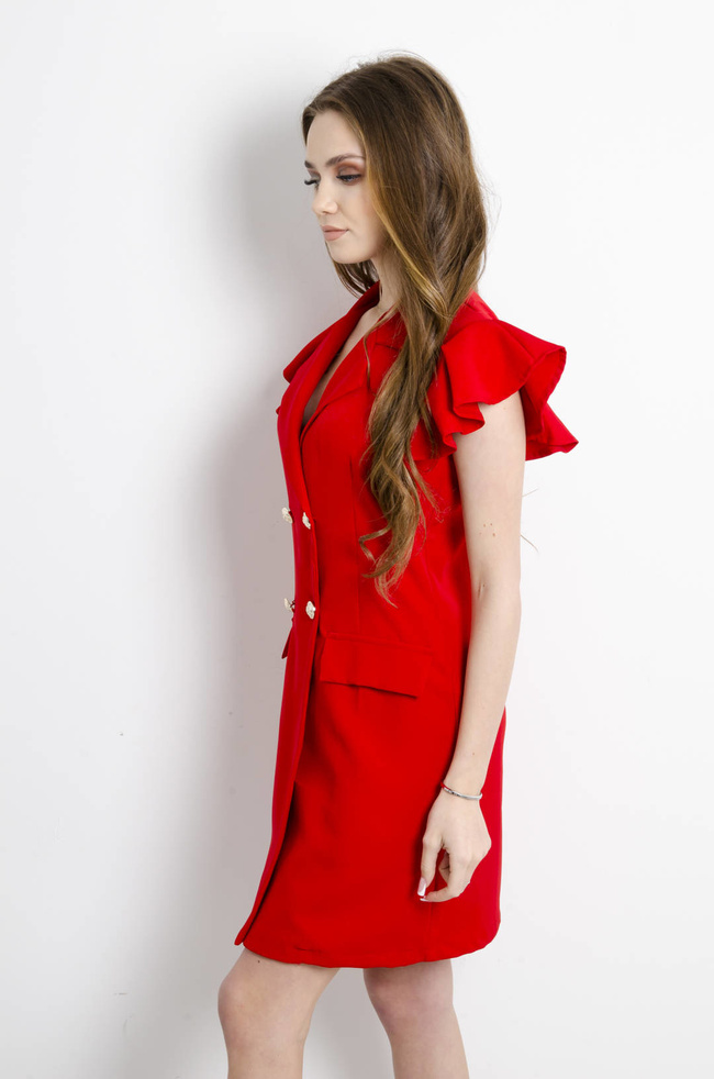 SUKIENKA MARYNARKOWA Z GUZIKAMI CZERWONA