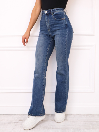 SPODNIE JEANSOWE DZWONY FLARE Z WYSOKIM STANEM- NIEBIESKI