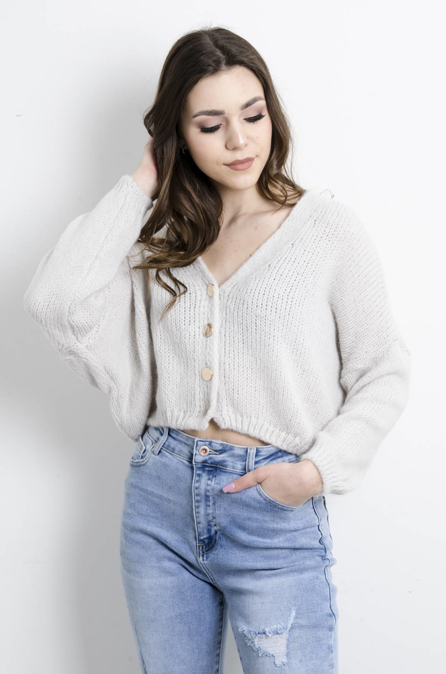 SWETER KARDIGAN ZAPINANY NA GUZIKI- SZARY
