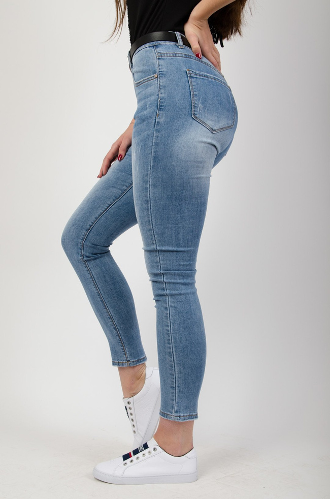 Jasne spodnie jeansowe Plus Size z prostą nogawką