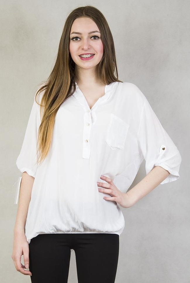 Bluzka biała z gumką na dole