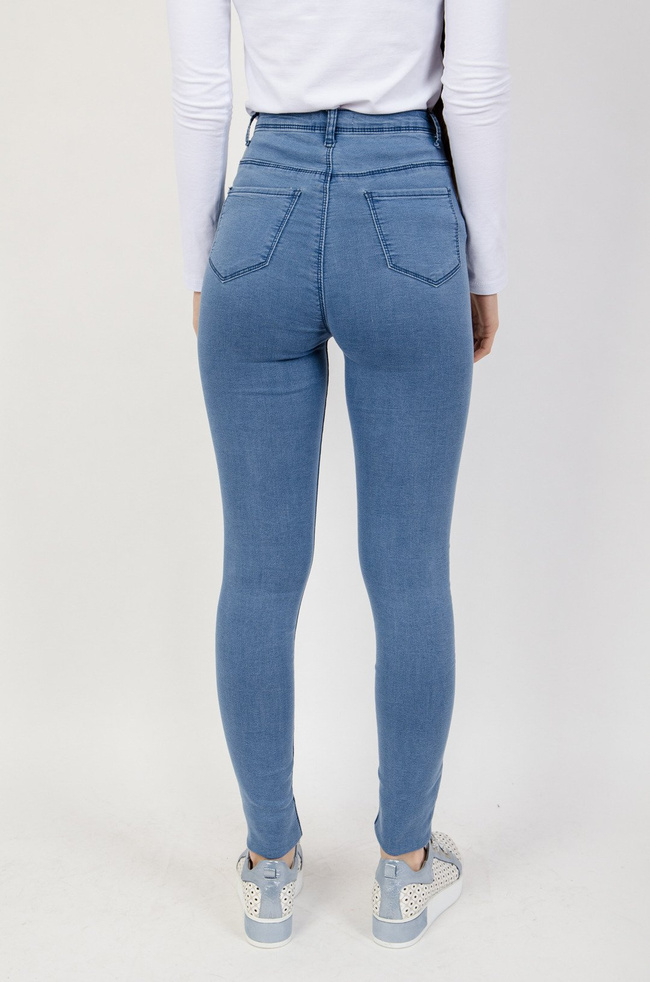 Jasno niebieskie spodnie - jegginsy z wysokim stanem