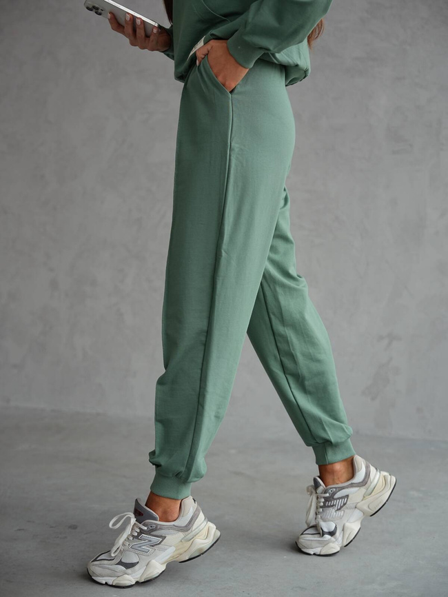 KOMPLET BAWEŁNIANY BLUZA Z SZNURKAMI+SPODNIE- ZIELONY