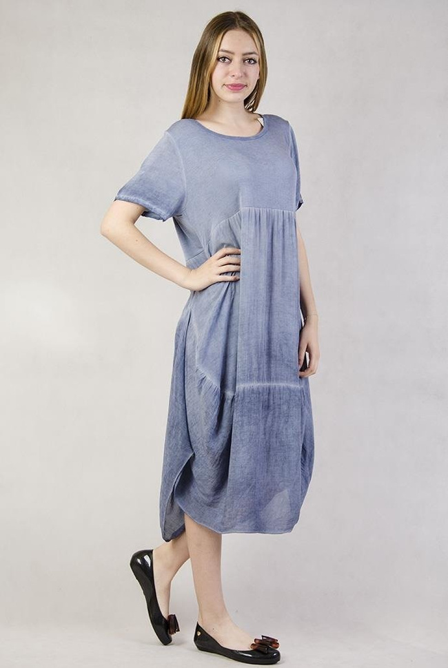 Asymetryczna, długa sukienka niebieska