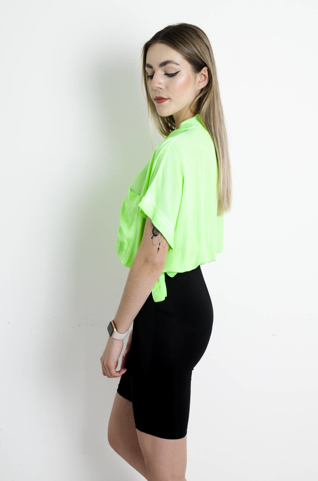 BLUZKA KOSZULOWA Z KIESZENIAMI - ZIELONA