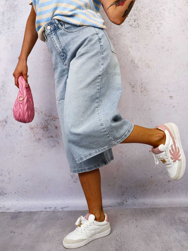 JEANSOWE SZORTY Z SZEROKIMI NOGAWKAMI