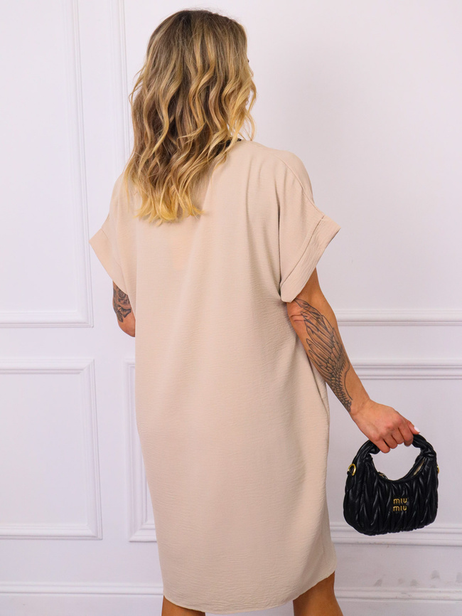 SUKIENKA T-SHIRTOWA Z KIESZENIAMI- BEŻOWA