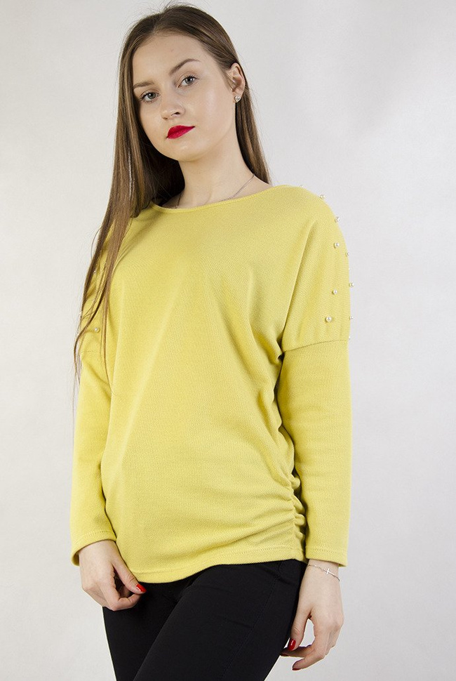 Żółta bluzka z perełkami