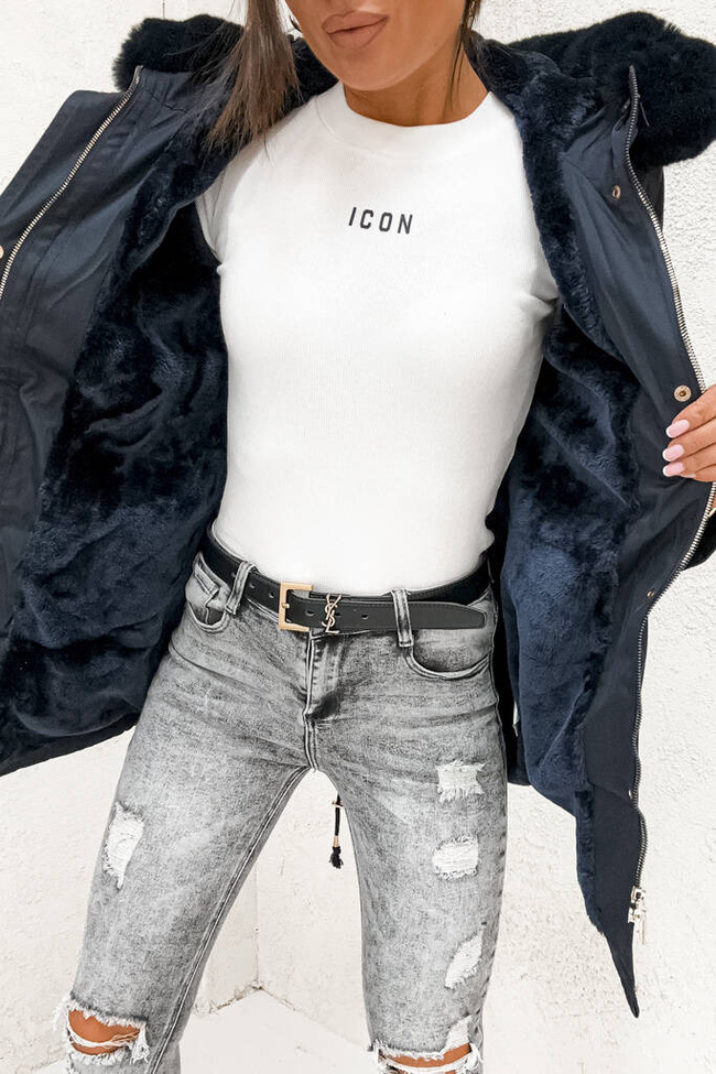 GRANATOWA KURTKA PARKA ZIMOWA