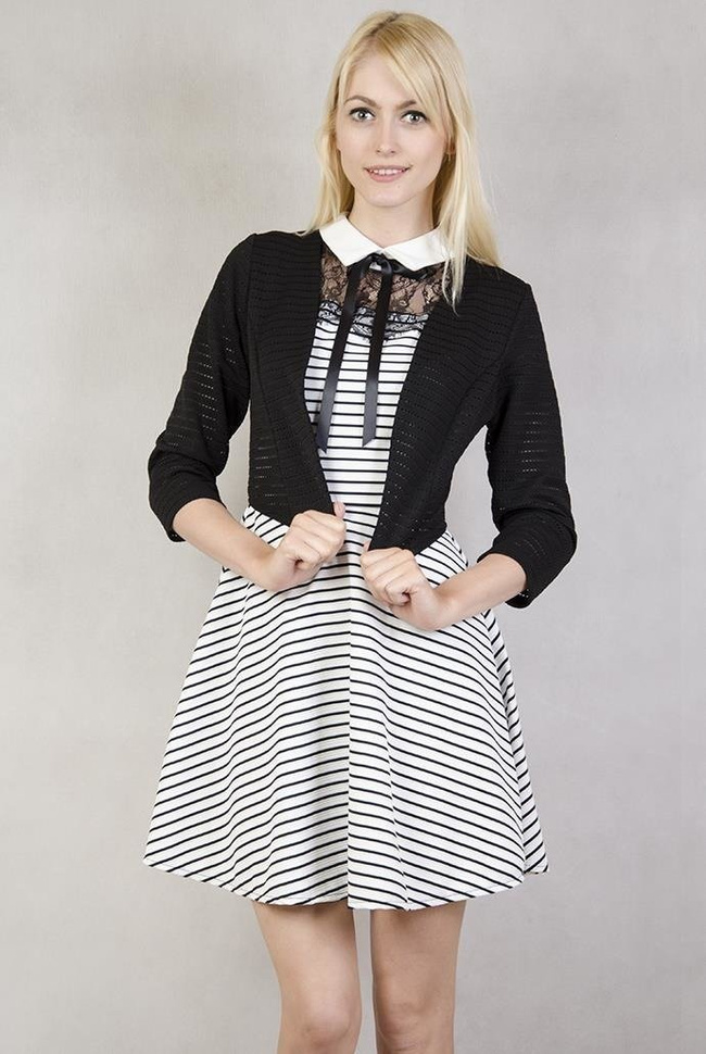 Bolerko czarne z dziurkowanego materiału