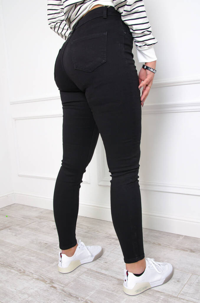 CZARNE SPODNIE SKINNY Z WYSOKIM STANEM- ROZMIARY (L-4XL)