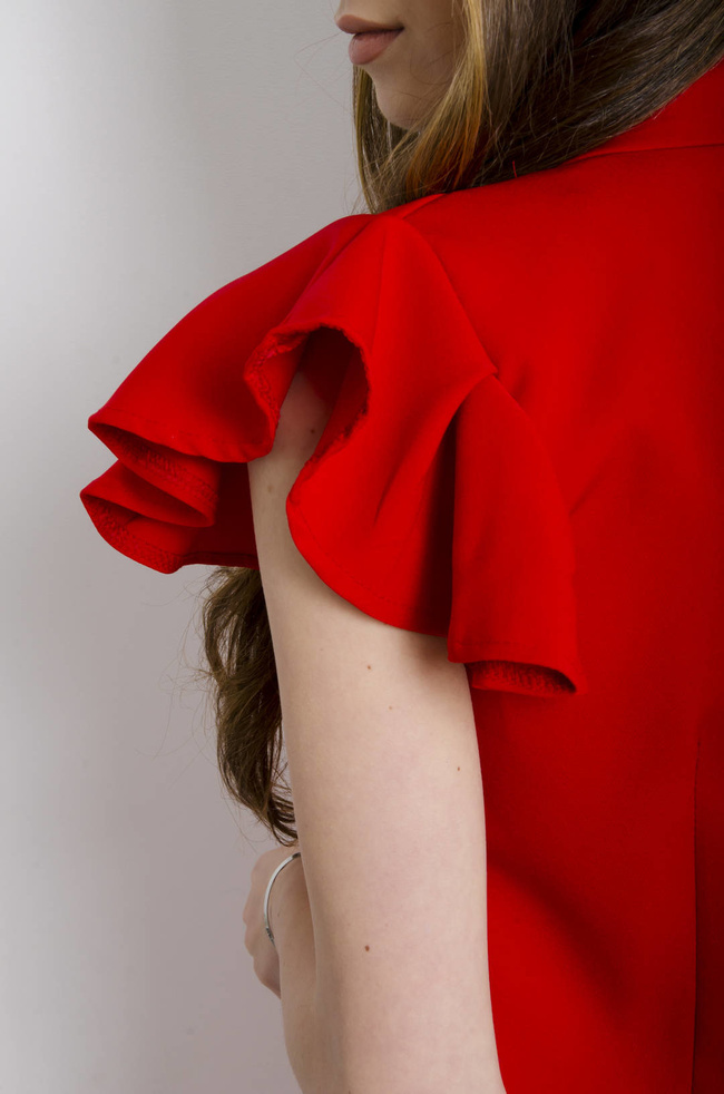 SUKIENKA MARYNARKOWA Z GUZIKAMI CZERWONA