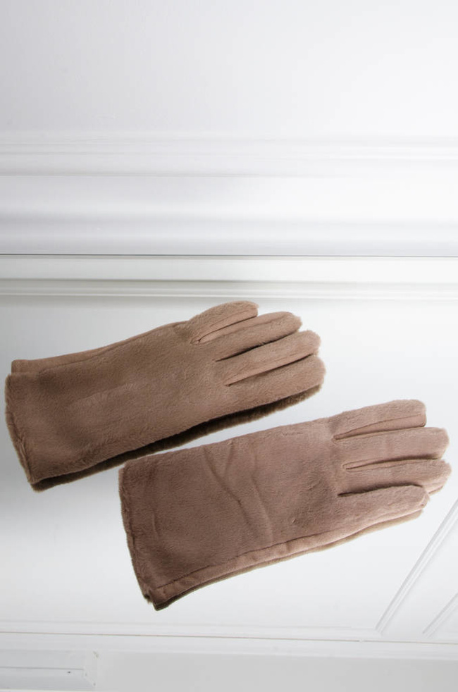FUTRZANE RĘKAWICZKI- BRĄZOWE