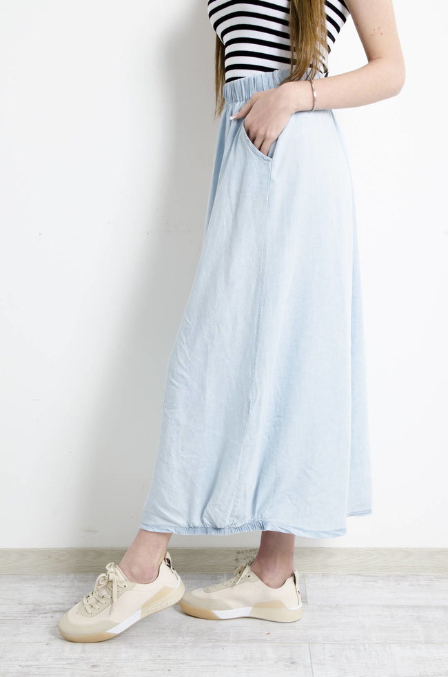 SPÓDNICA ROZKLOSZOWANA JEANSOWA- TENCEL