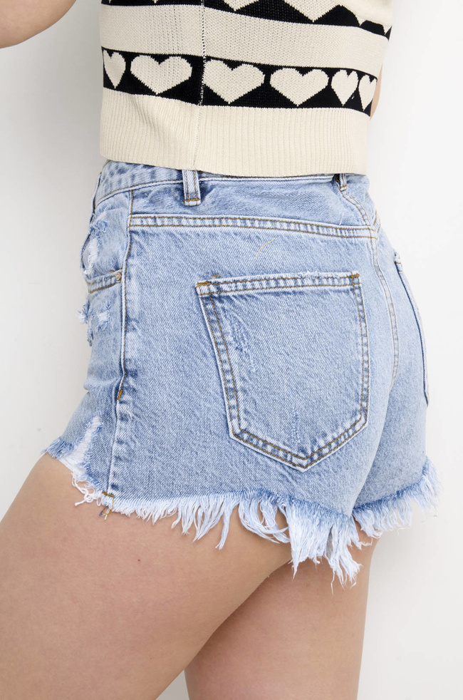 SZORTY JEANSOWE Z PRZETARCIAMI - WYSOKI STAN 