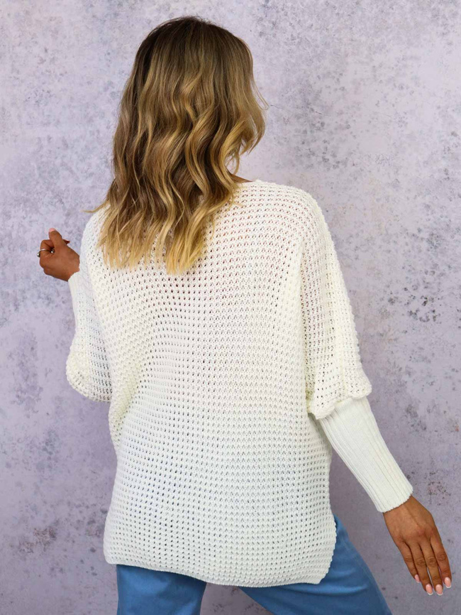 SWETER Z SERDUSZKAMI OVERSIZE- BIAŁY