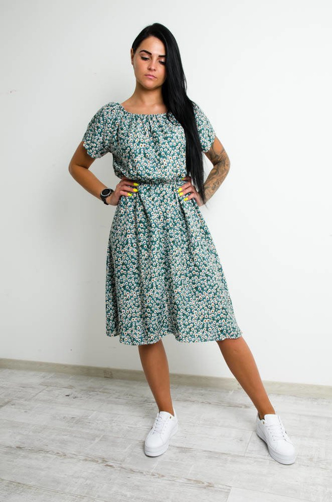 ZIELONA SUKIENKA HISZPANKA W DROBNE KWIATY