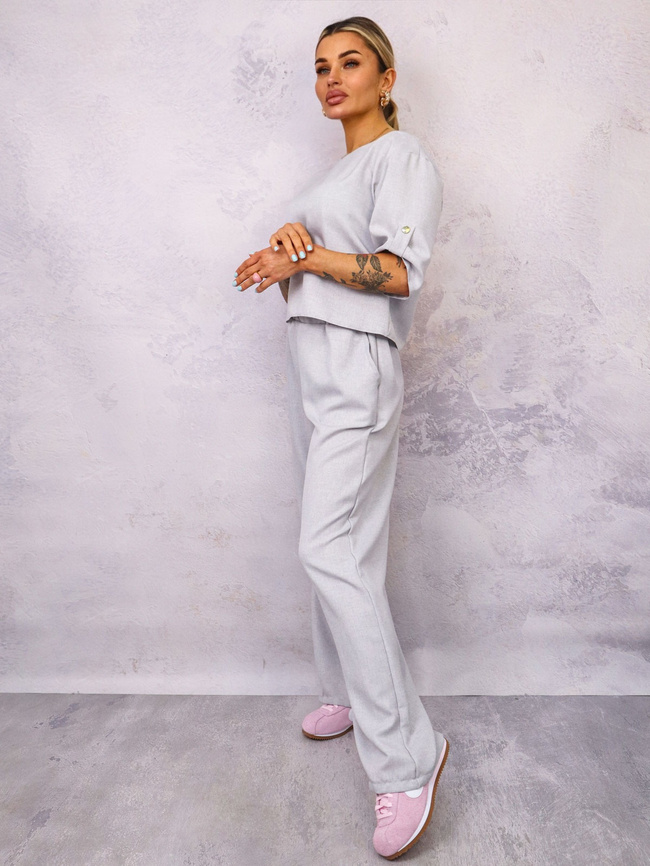 KOMPLET MATERIAŁOWY BLUZKA+ SPODNIE- SZARY