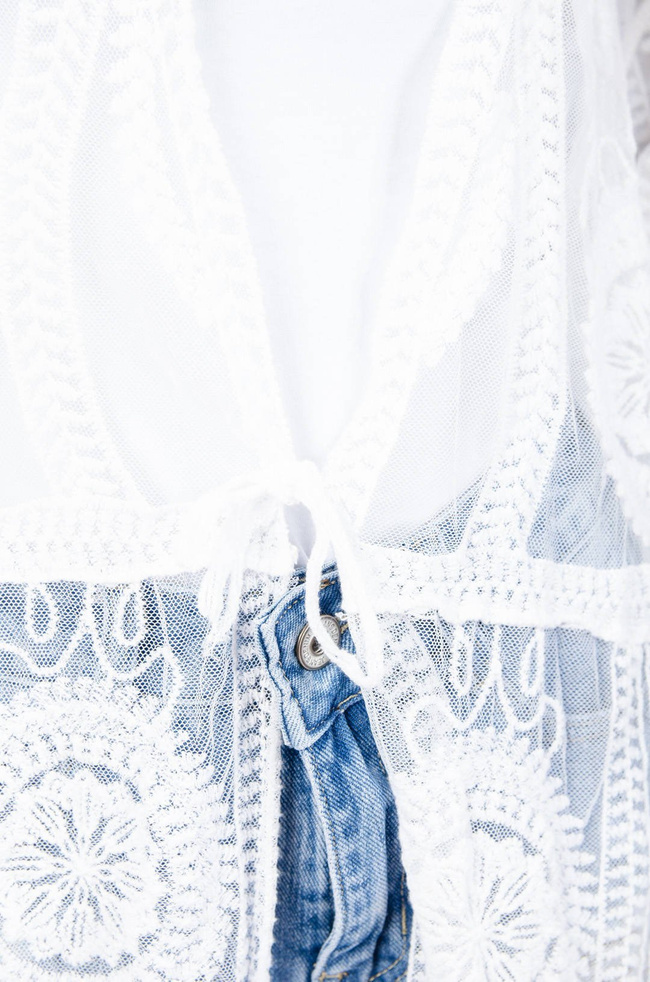 BIAŁA NARZUTA PLAŻOWA PAREO Z SIATKI