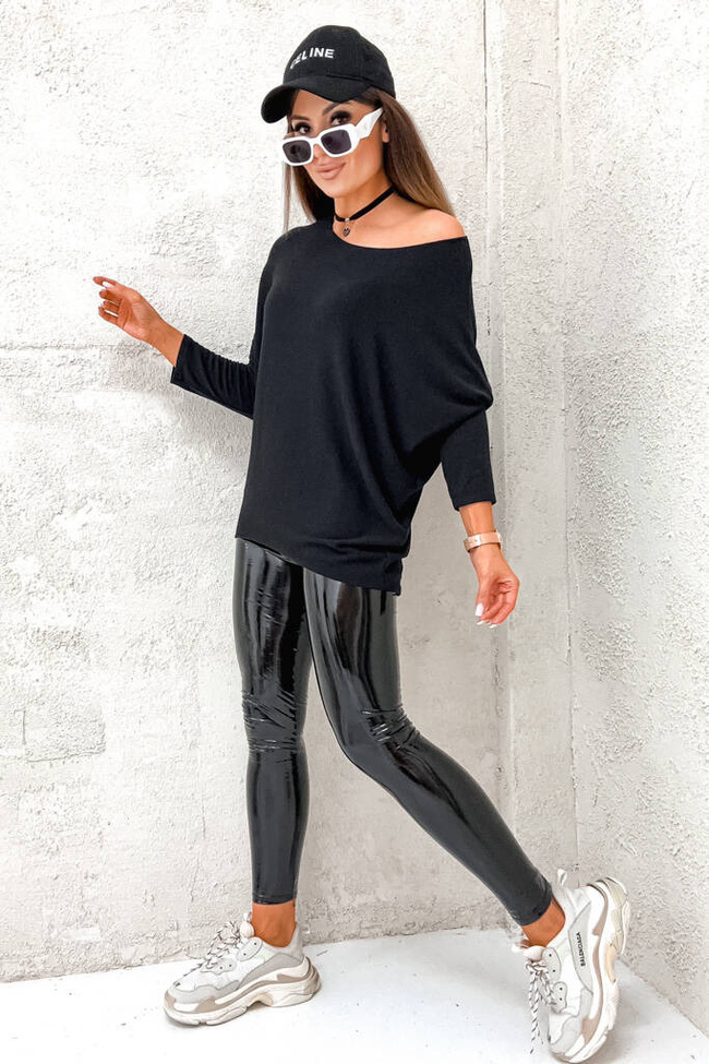 ASYMETRYCZNA BLUZKA OVERSIZE - CZARNA