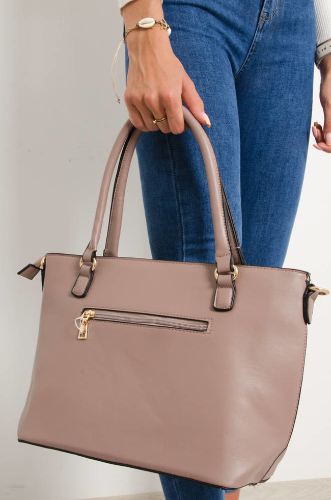 TORBA TYPU SHOPPER Z IMITACJI SKÓRY- MOKKA