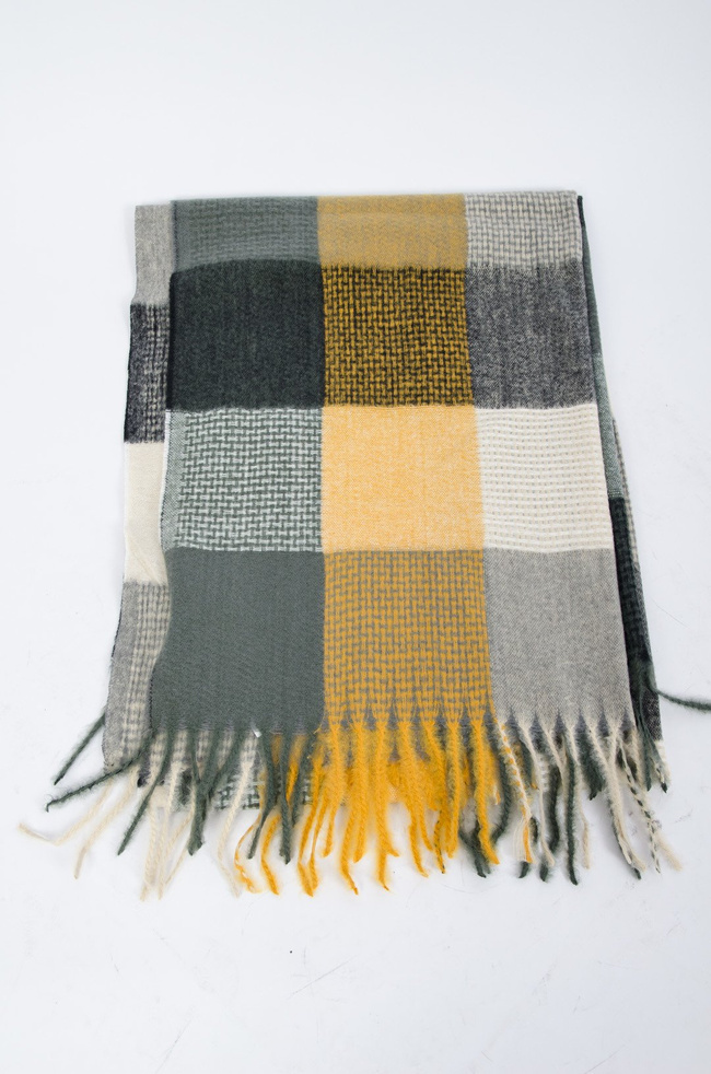 SZARO-ŻÓŁTY SZAL W KRATĘ 