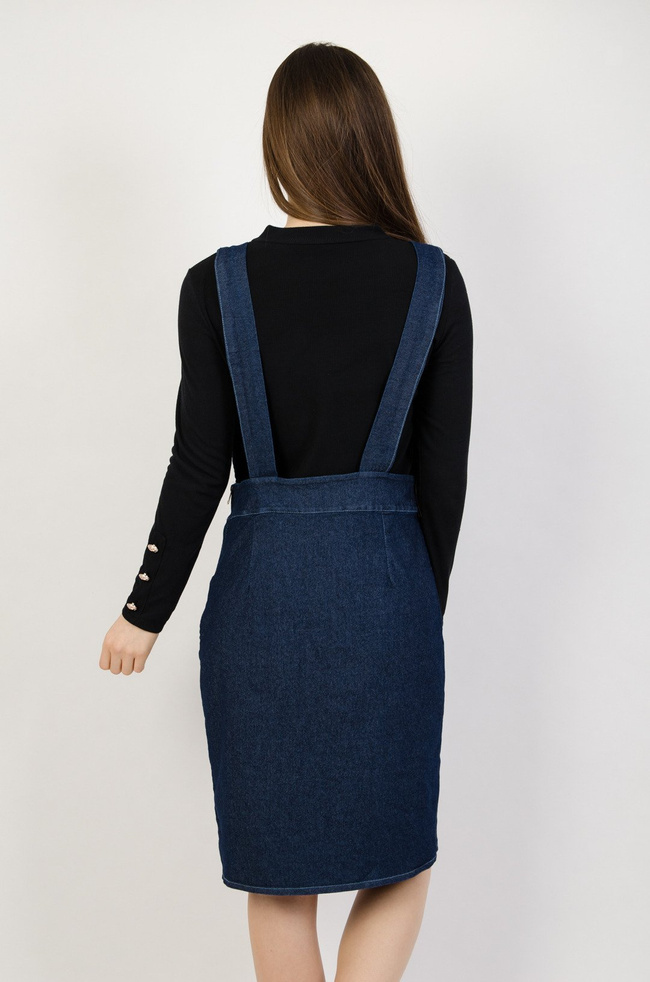 Granatowa sukienka ogrodniczka