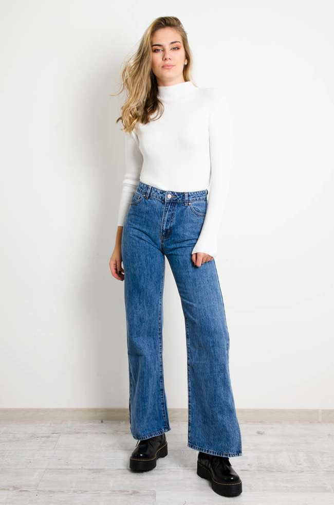 SPODNIE JEANSOWE TYPU WIDE LEG Z WYSOKIM STANEM