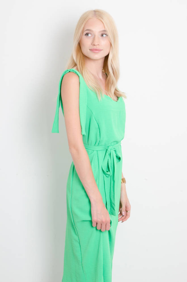 SUKIENKA MIDI Z WIĄZANIEM- ZIELONA