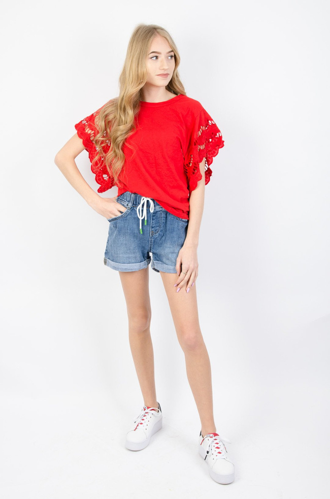 JEANSOWE SZORTY MOM FIT Z WYSOKIM STANEM