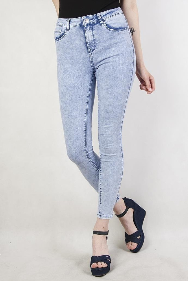 Przylegające spodnie marmurkowe z wysokim stanem