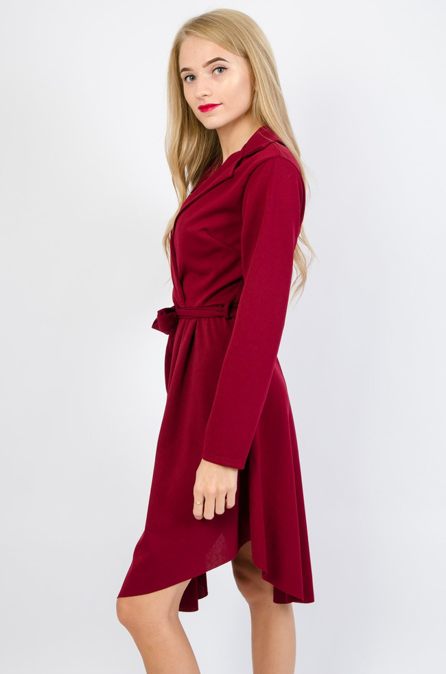 Bordowa kopertowa sukienka 