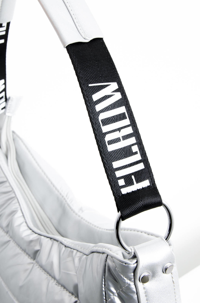 TORBA MATERIAŁOWA PIKOWANA SREBRNA- SHOPPER