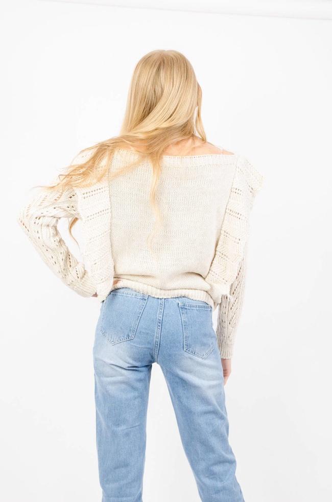 BEŻOWY AŻUROWY SWETER BUTTERFLY