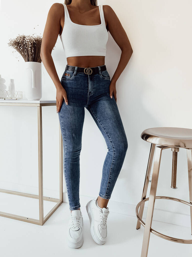 SPODNIE JEANSOWE Z PRZETARCIAMI+ PASEK