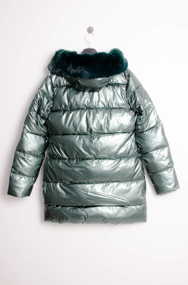 ZIELONA PIKOWANA KURTKA Z KAPTUREM