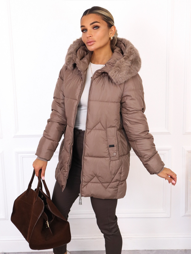 KURTKA PIKOWANA Z FUTERKIEM PRZY KAPTURZE- FANGO