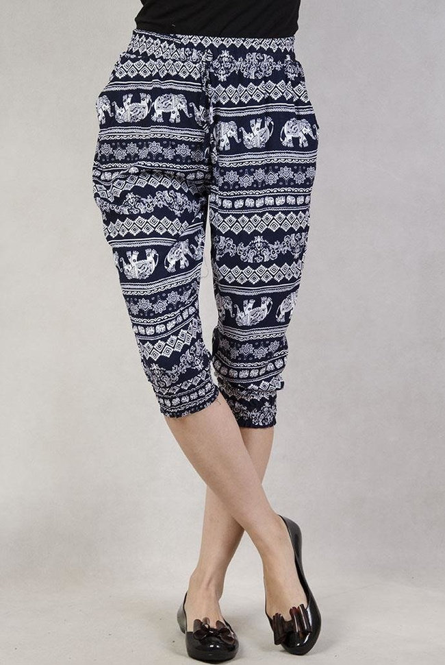 Spodnie alladynki 3/4 w słonie granatowe