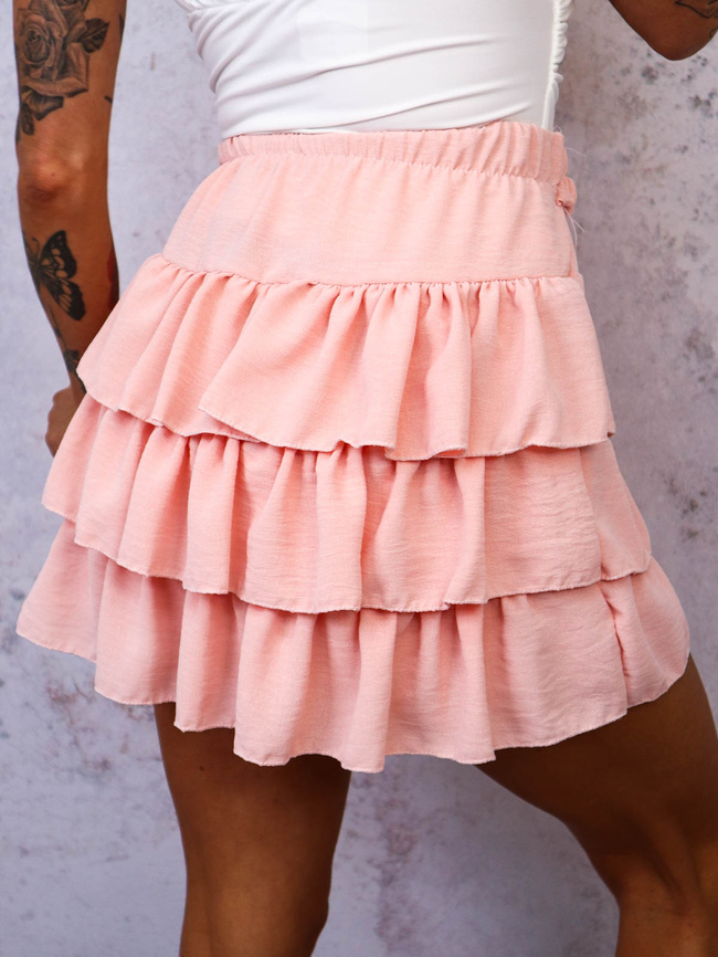 SPÓDNICO-SPODENKI Z FALBANAMI I PASKIEM- MORELOWE