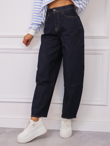 SPODNIE JEANSOWE MOM FIT- GRANATOWE