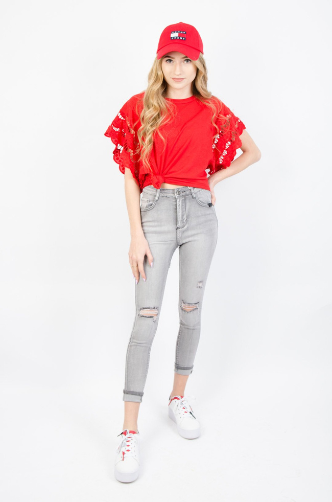 SZARE SPODNIE JEANSOWE Z WYSOKIM STANEM