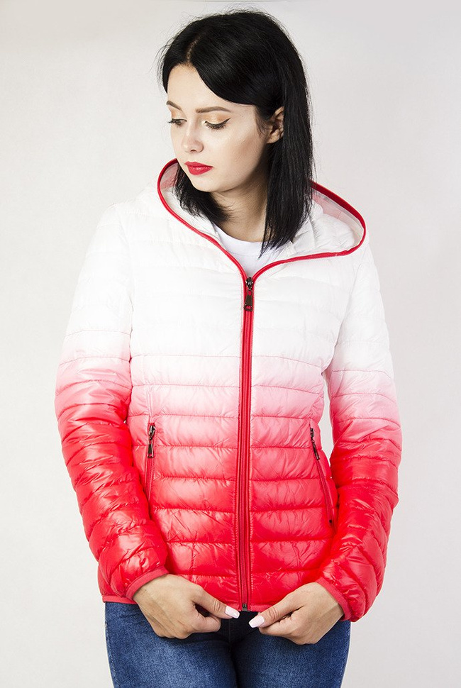Kurtka pikowana biało-czerwona