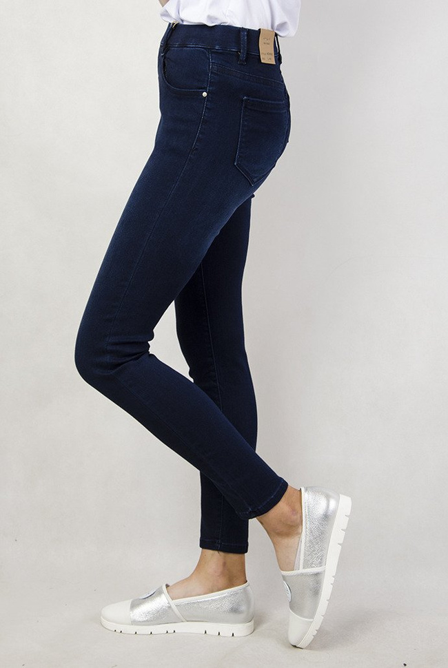 (Rozmiary L-XXXXL) Granatowe spodnie z gumką w pasie