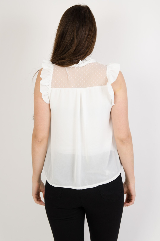 Biała elegancka bluzka z koronką