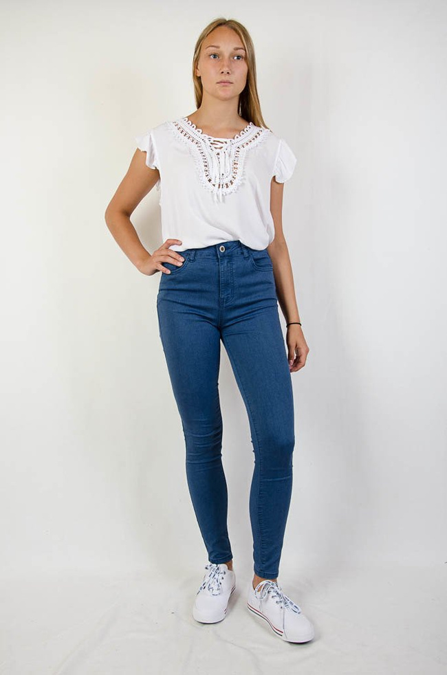 (DUŻE ROZMIARY) Niebieskie spodnie rurki jeansowe