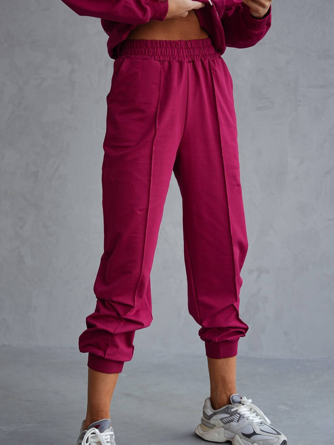 KOMPLET BAWEŁNIANY BLUZA Z SZNURKAMI+SPODNIE- BORDOWY