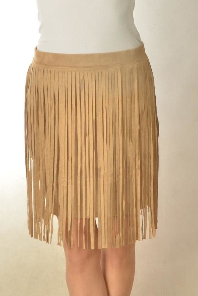 Jasnobrązowy spódniczka z frędzlami