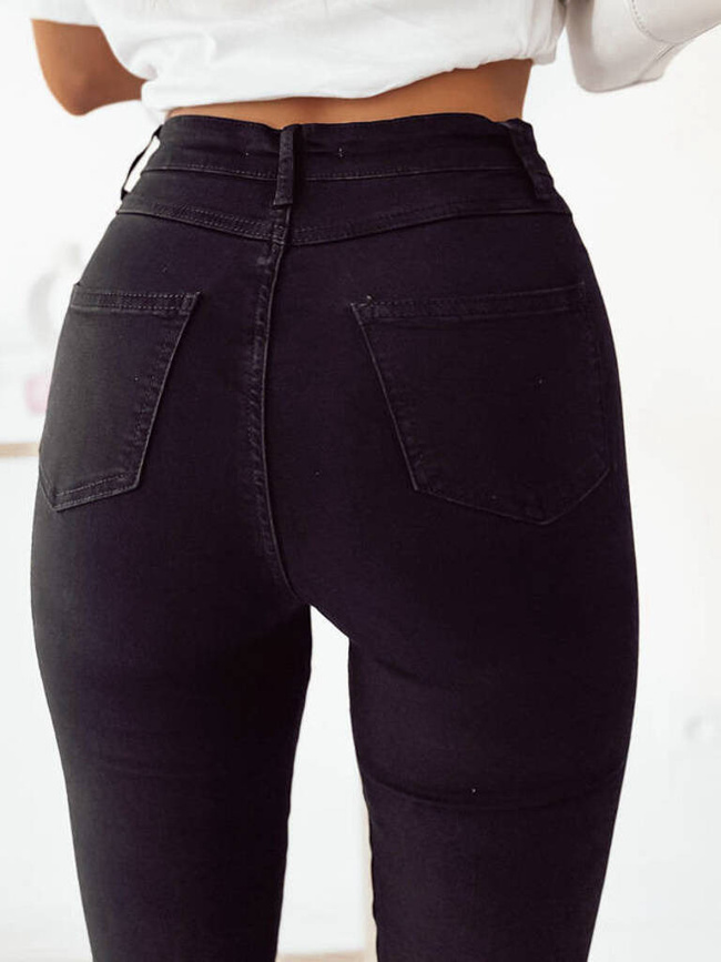 Czarne dopasowane spodnie z wysokim stanem